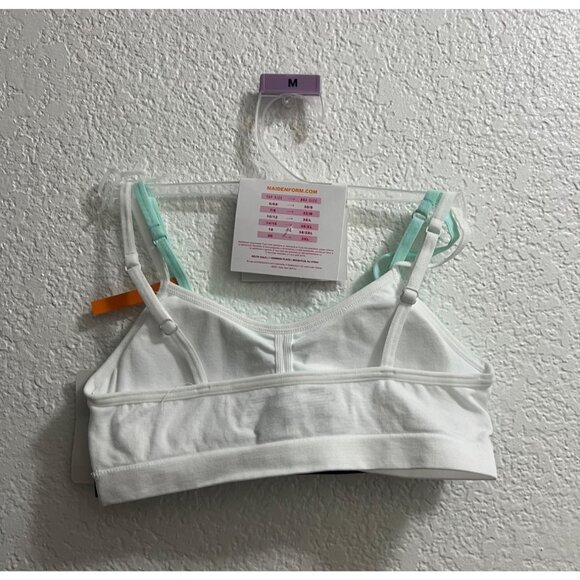Girls Maidenform 2-pk Blue Believe White Seamless Ruched Cropped Bras Size Mediu - Picture 4 of 4